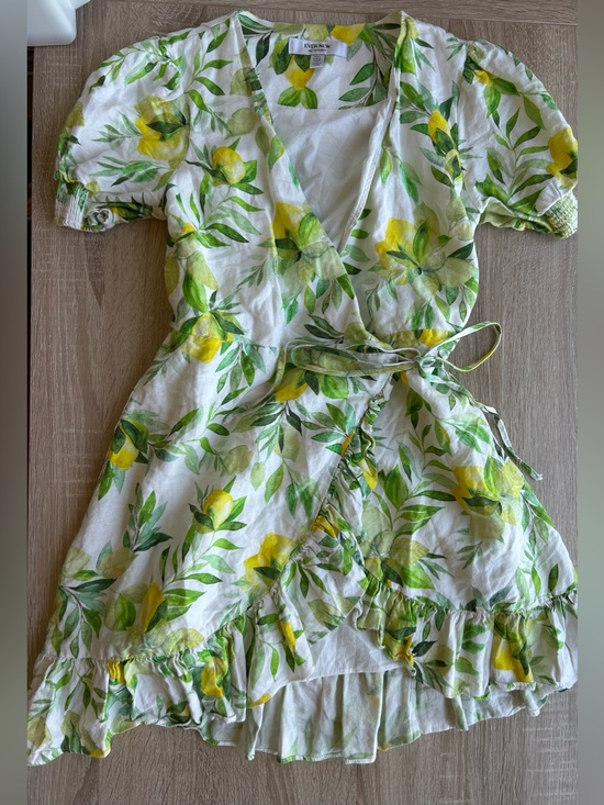 Ever New Dresses & Skirts - Ever New Boston Wrap Linen Midi Dress Lemon Fruit 2 XS